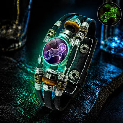 💥Last-day sale – 50% off♈ Glow-in-the-Dark Zodiac Bracelet – 12 Star Signs