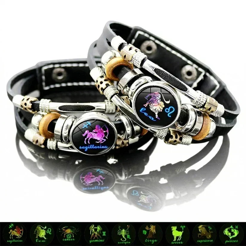 💥Last-day sale – 50% off♈ Glow-in-the-Dark Zodiac Bracelet – 12 Star Signs