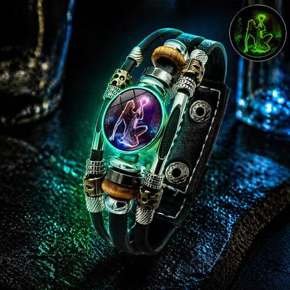 💥Last-day sale – 50% off♈ Glow-in-the-Dark Zodiac Bracelet – 12 Star Signs