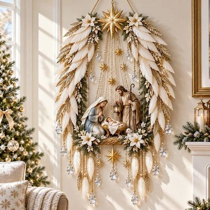 ✨👼 Heavenly Angel Wings Nativity Light - Peaceful Christmas Radiance, Right on Your Wall✨