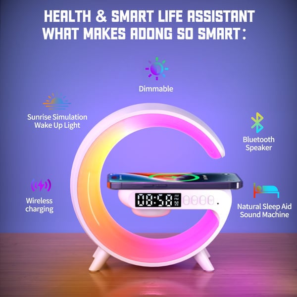 Multifunctional Bluetooth Speaker-Colorful Atmosphere Light Wireless Charging and Clock All-in-one Machine