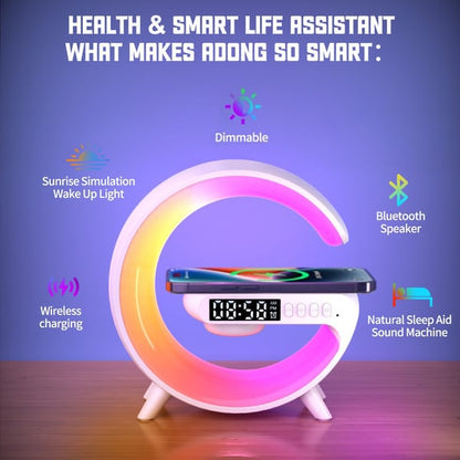 Multifunctional Bluetooth Speaker-Colorful Atmosphere Light Wireless Charging and Clock All-in-one Machine