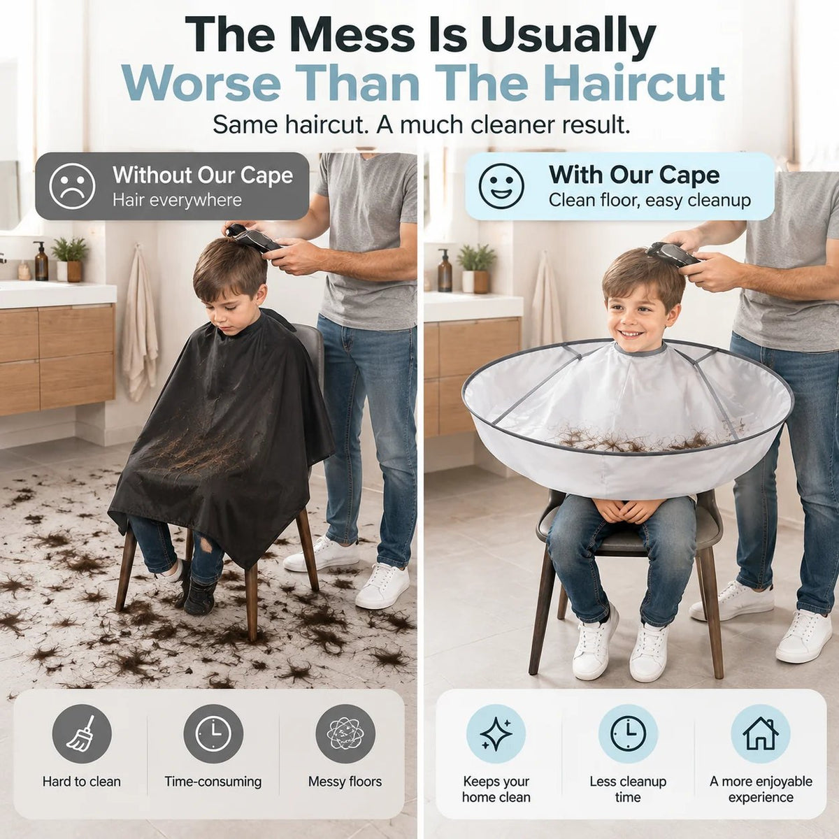 ⭕ UMBRELLA HAIR CUTTING CAPE | Large Hair Catcher  for Cleaner Home Grooming