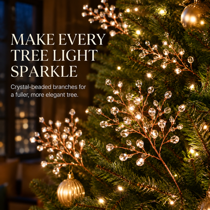 ✨ Crystal Beaded Christmas Tree Branch Picks – Instant Sparkle & Fuller Holiday Décor