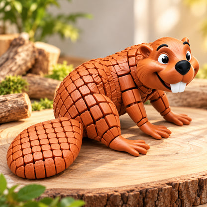 🦫 3D Printed Articulated Beaver Figurine – Movable & Cute Desk Decor