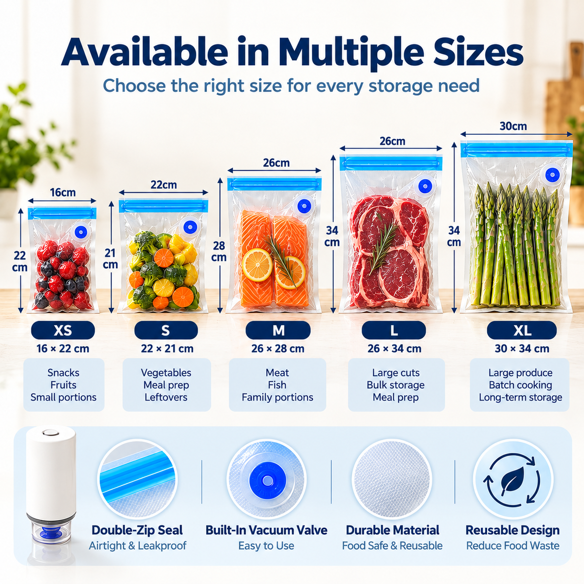 Reusable Vacuum Food Storage Bags