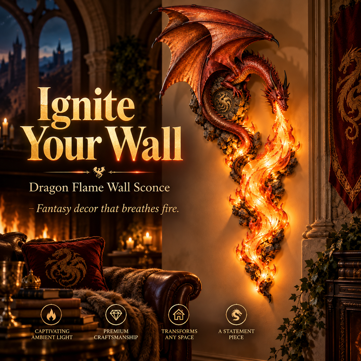 🔥Last Day 49% OFF -🐉 Dragonfire Guardian™ Wall Sconce – A Legendary Flame Awakens🔥