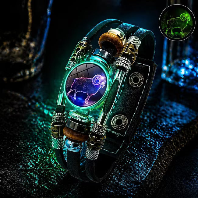 💥Last-day sale – 50% off♈ Glow-in-the-Dark Zodiac Bracelet – 12 Star Signs