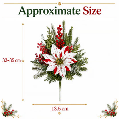 🔥Last Day 50% OFF🌺🎄Christmas Poinsettia Planter Inserts – Red & White Holiday Floral Picks