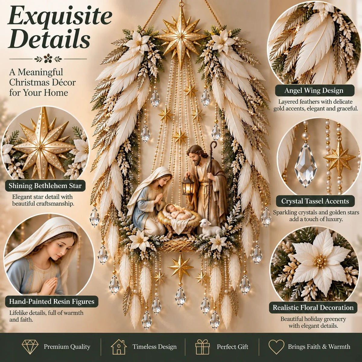✨👼 Heavenly Angel Wings Nativity Light - Peaceful Christmas Radiance, Right on Your Wall✨