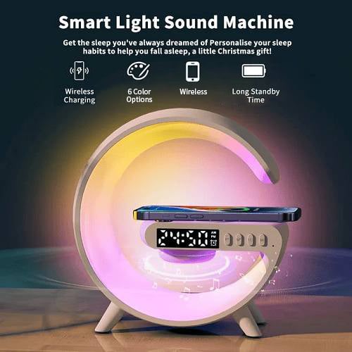 Multifunctional Bluetooth Speaker-Colorful Atmosphere Light Wireless Charging and Clock All-in-one Machine