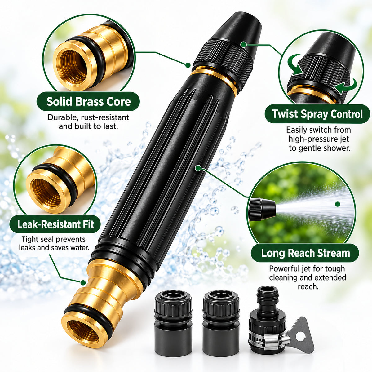 ✨Heavy Duty Adjustable Twist Hose Nozzle Jet Sweeper Nozzle