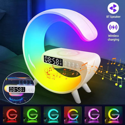 Multifunctional Bluetooth Speaker-Colorful Atmosphere Light Wireless Charging and Clock All-in-one Machine