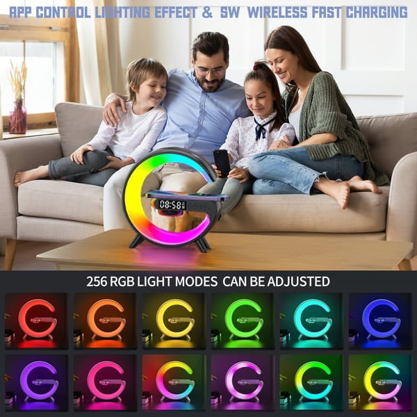 Multifunctional Bluetooth Speaker-Colorful Atmosphere Light Wireless Charging and Clock All-in-one Machine