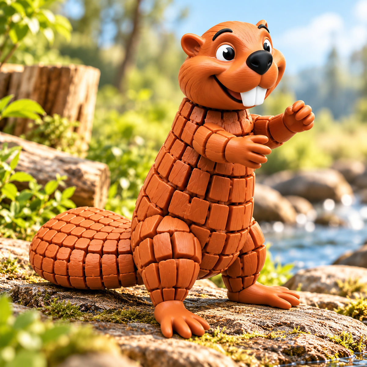 🦫 3D Printed Articulated Beaver Figurine – Movable & Cute Desk Decor
