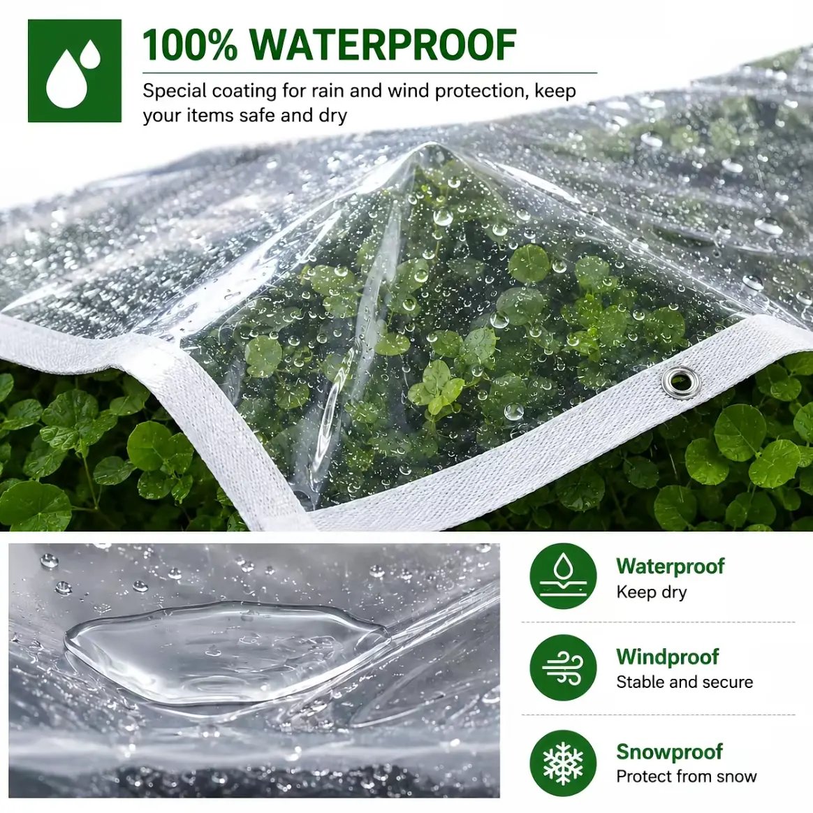 🌧️ Clear Waterproof Tarp – Heavy-Duty Patio & Outdoor Furniture Cover 🏡