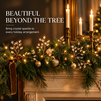 ✨ Crystal Beaded Christmas Tree Branch Picks – Instant Sparkle & Fuller Holiday Décor
