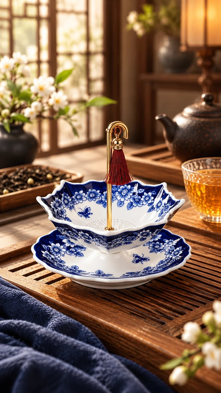 Umbrella Porcelain Ceramic Tea Strainer