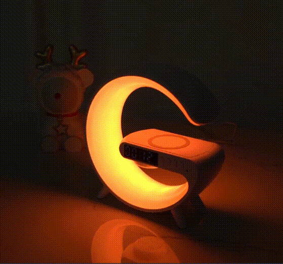 Multifunctional Bluetooth Speaker-Colorful Atmosphere Light Wireless Charging and Clock All-in-one Machine
