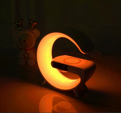 Multifunctional Bluetooth Speaker-Colorful Atmosphere Light Wireless Charging and Clock All-in-one Machine