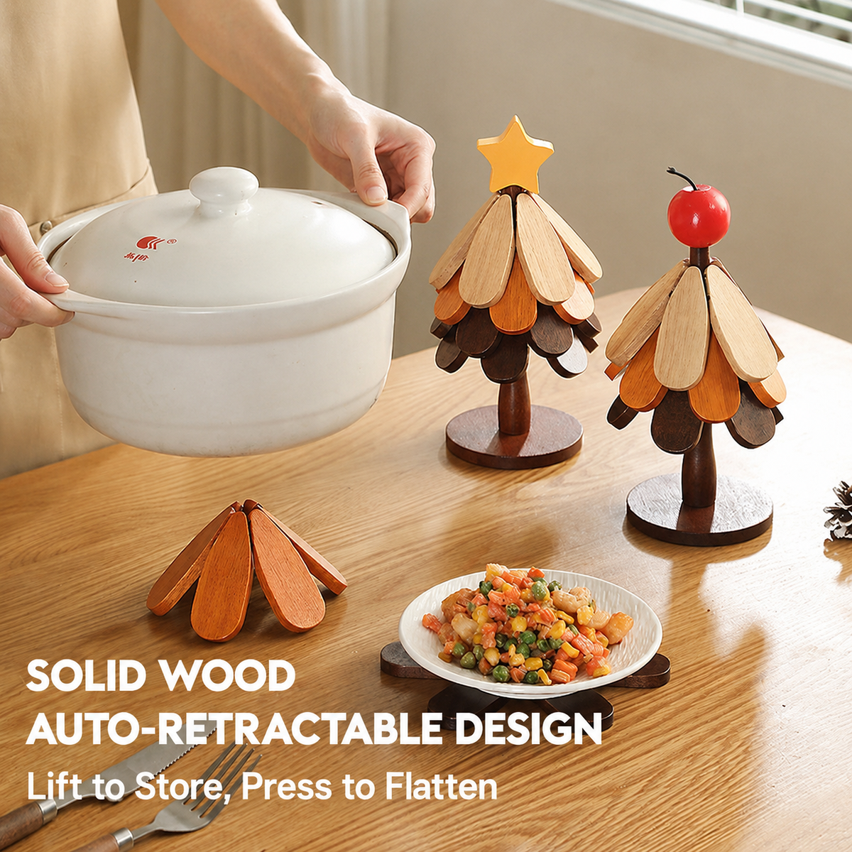 Premium Wooden Christmas Tree Trivet