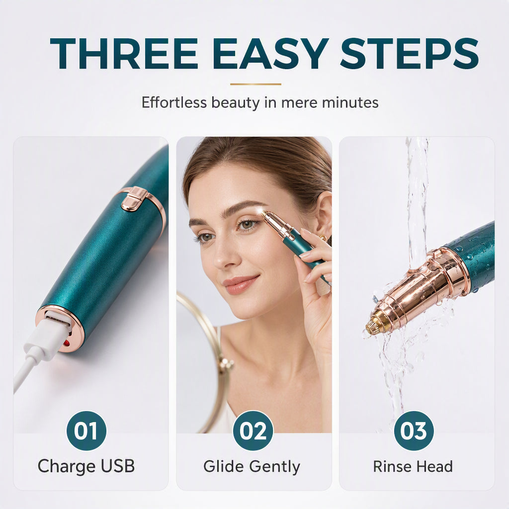 ⏰Electric Eyebrow Trimmer Pen with LED Light – USB Rechargeable Precision Hair Remover