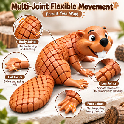 🦫 3D Printed Articulated Beaver Figurine – Movable & Cute Desk Decor