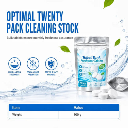 20 Pack White Round Effervescent Toilet Tank Freshener and Deodorizer Tablets