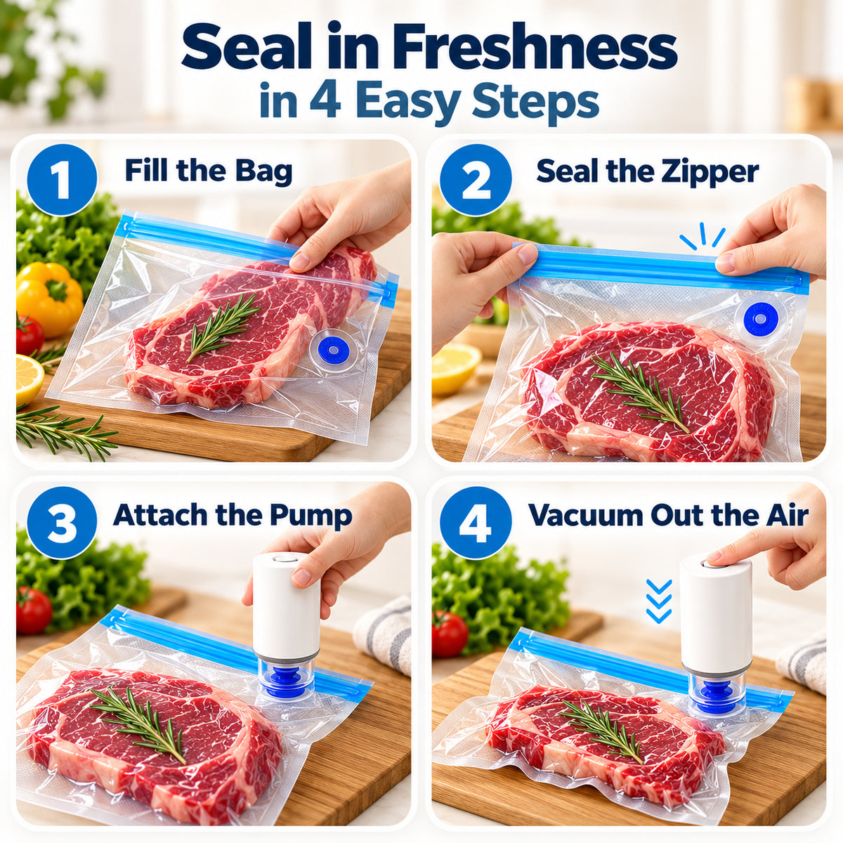 Reusable Vacuum Food Storage Bags