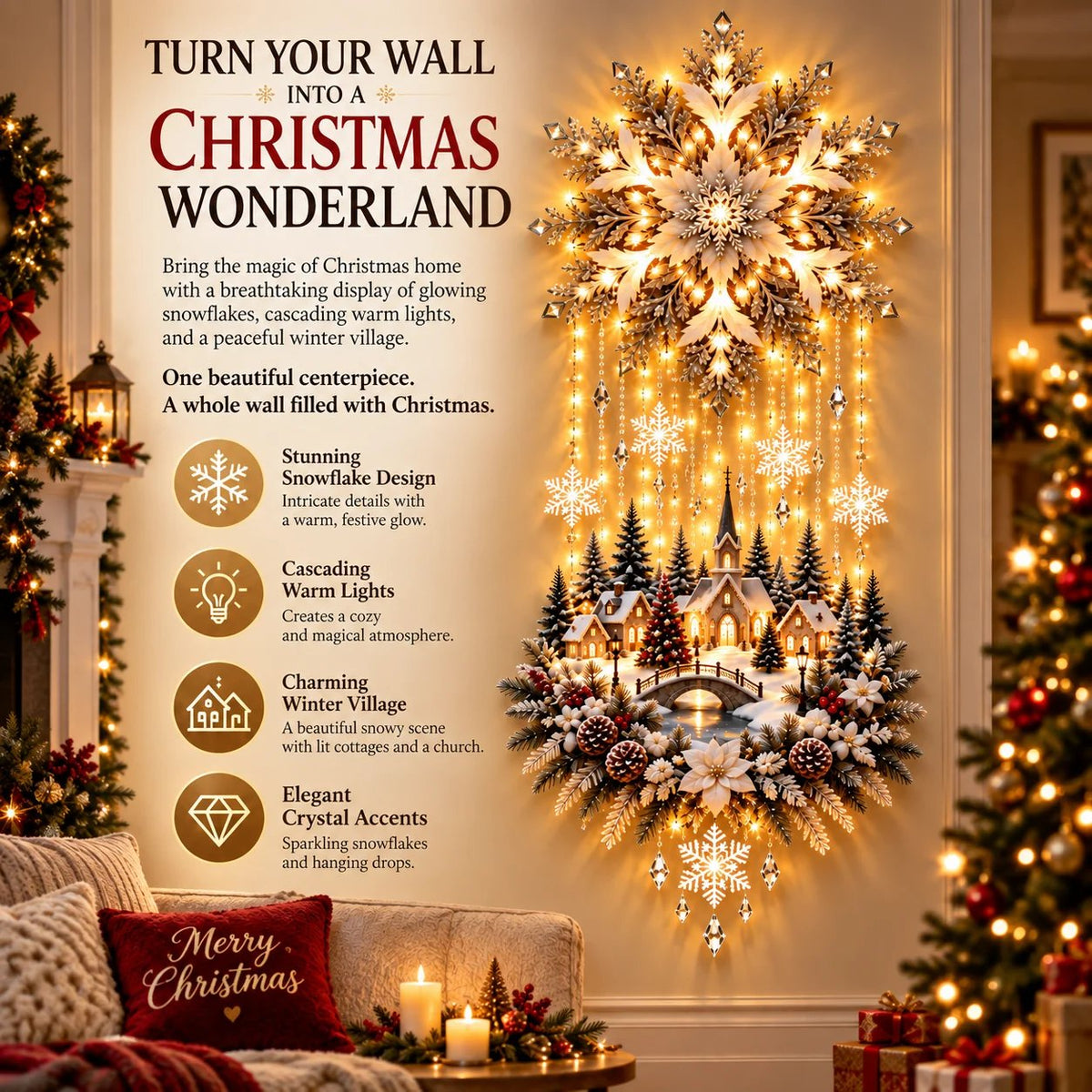 🔥Buy 2 Get 15% OFF🔥Christmas Snowflake Village Lighted Wall Decor