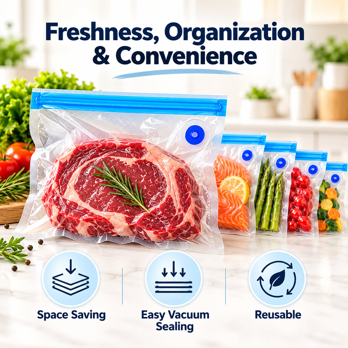 Reusable Vacuum Food Storage Bags