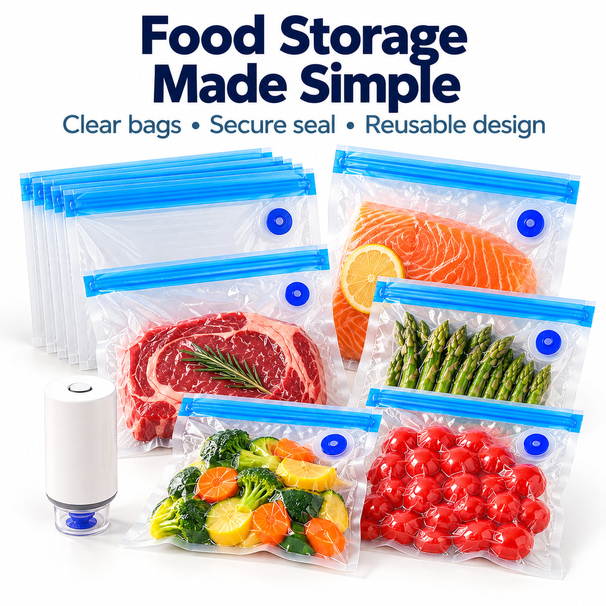 Reusable Vacuum Food Storage Bags