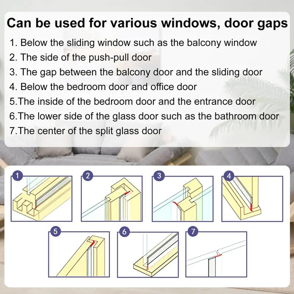 Illustrated examples of where adhesive weather sealing strips can be fitted