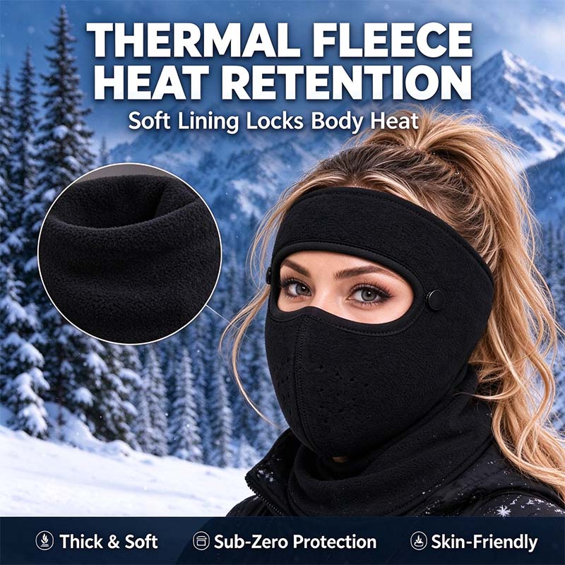 Winter face mask fleece lining close-up