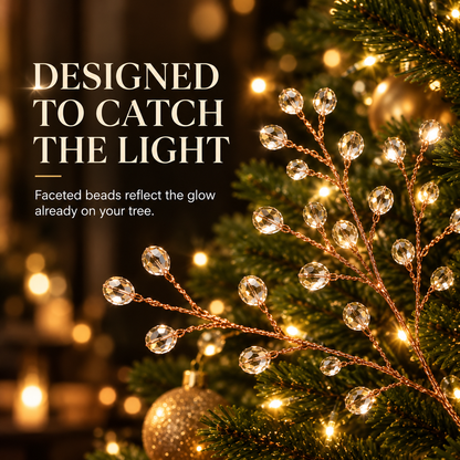 ✨ Crystal Beaded Christmas Tree Branch Picks – Instant Sparkle & Fuller Holiday Décor