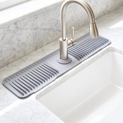 Cuttable Silicone Faucet Splash Guard Mat – Auto-Drain Quick Dry Drip Collector Tray
