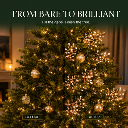 ✨ Crystal Beaded Christmas Tree Branch Picks – Instant Sparkle & Fuller Holiday Décor