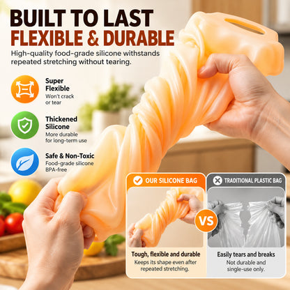 Reusable Silicone Food Storage Bags – Wide-Opening, Stand-Up, Leakproof & Refrigerator-Safe