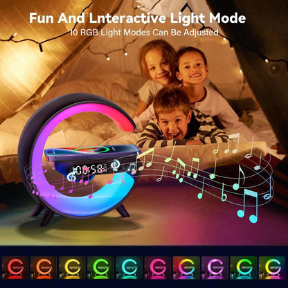 Multifunctional Bluetooth Speaker-Colorful Atmosphere Light Wireless Charging and Clock All-in-one Machine