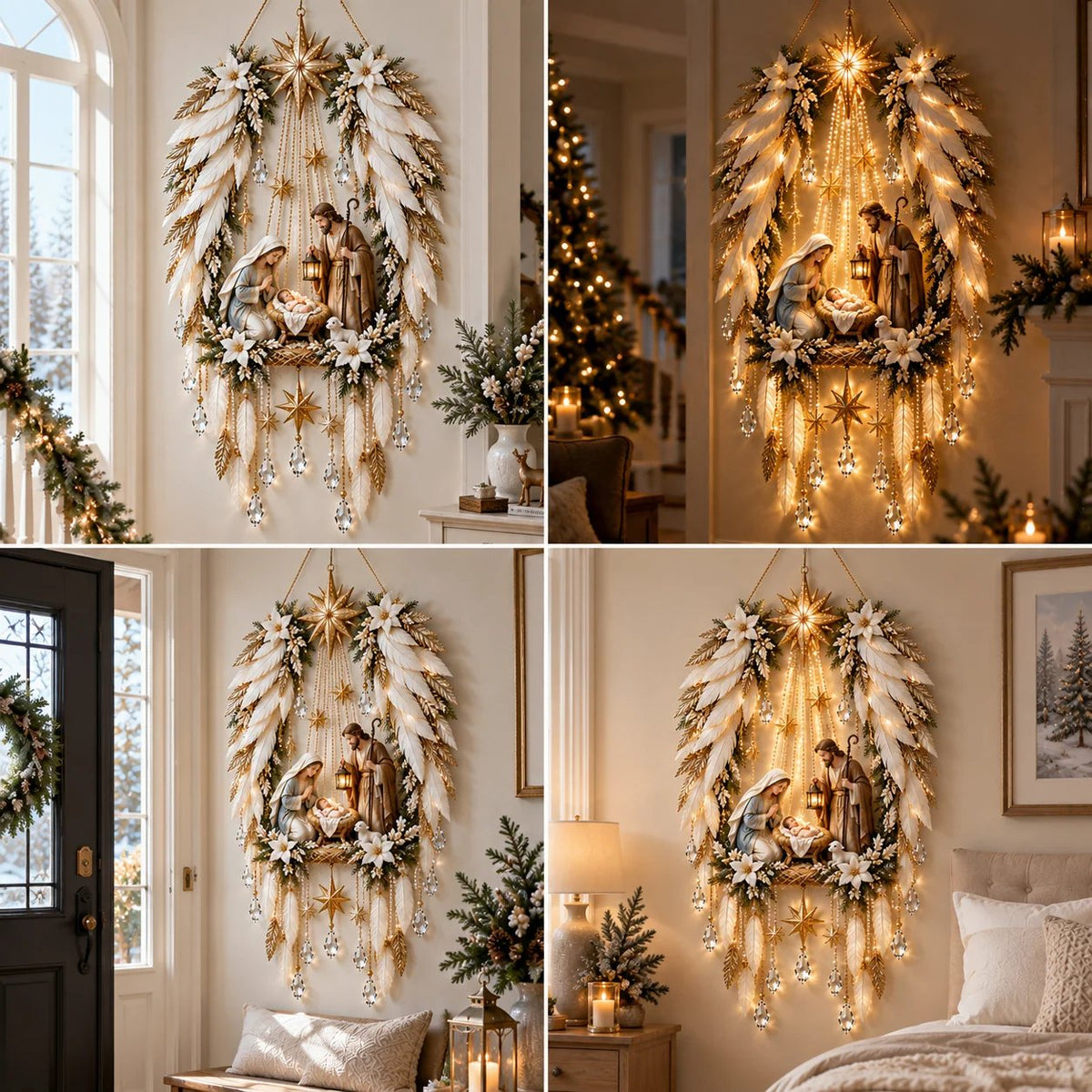 ✨👼 Heavenly Angel Wings Nativity Light - Peaceful Christmas Radiance, Right on Your Wall✨