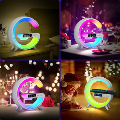 Multifunctional Bluetooth Speaker-Colorful Atmosphere Light Wireless Charging and Clock All-in-one Machine