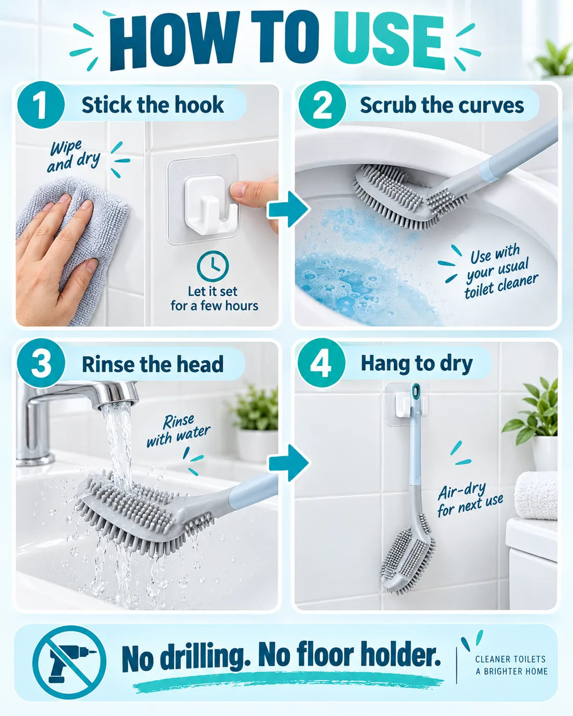 Golf brush head toilet brush