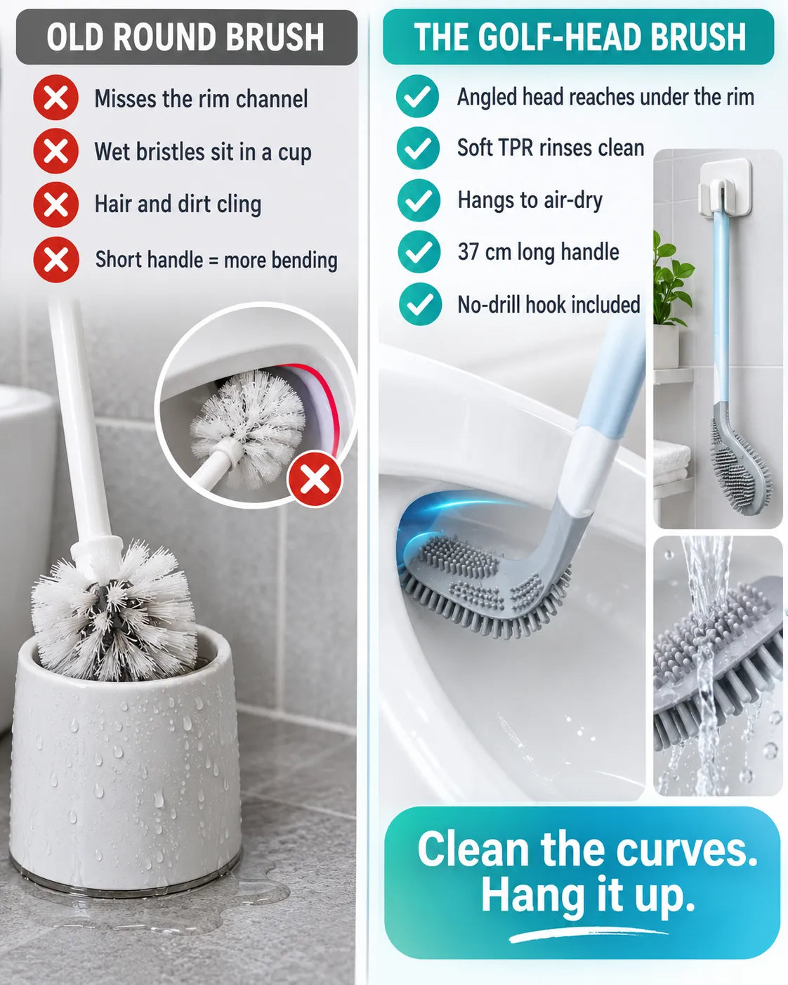 Golf brush head toilet brush