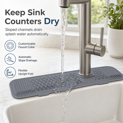 Foldable Silicone Faucet Splash Guard Mat
