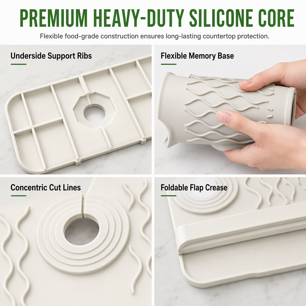 Foldable Silicone Faucet Splash Guard Mat